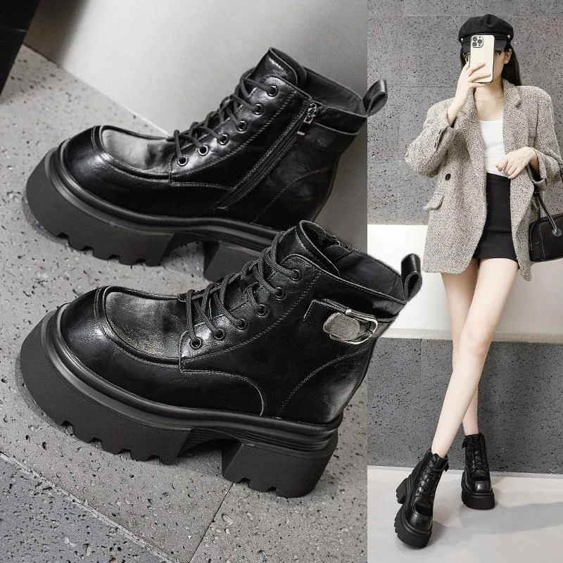 内增高马丁靴女2025春季新款加绒瘦瘦靴正品鞋子女ins潮牌百搭鞋