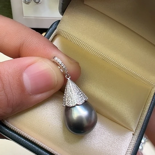 吊坠(不含链)银S925镶嵌海水珍珠