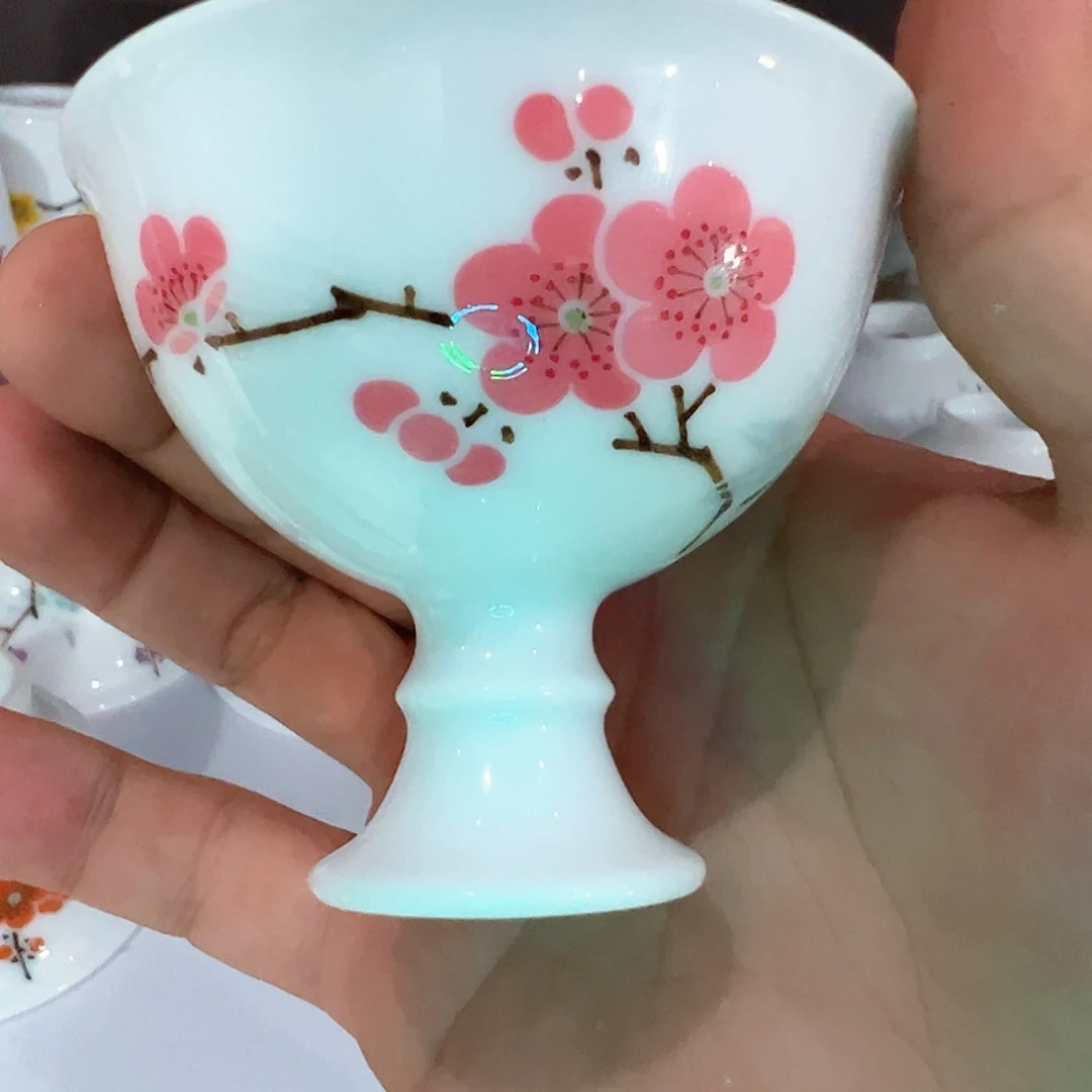 滑石子翠竹红梅高脚杯