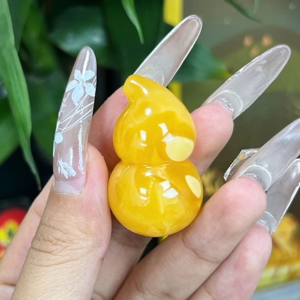 焦皮橘底满蜡葫芦妖花溶洞吊坠锁骨链纯天然原矿琥珀蜜蜡