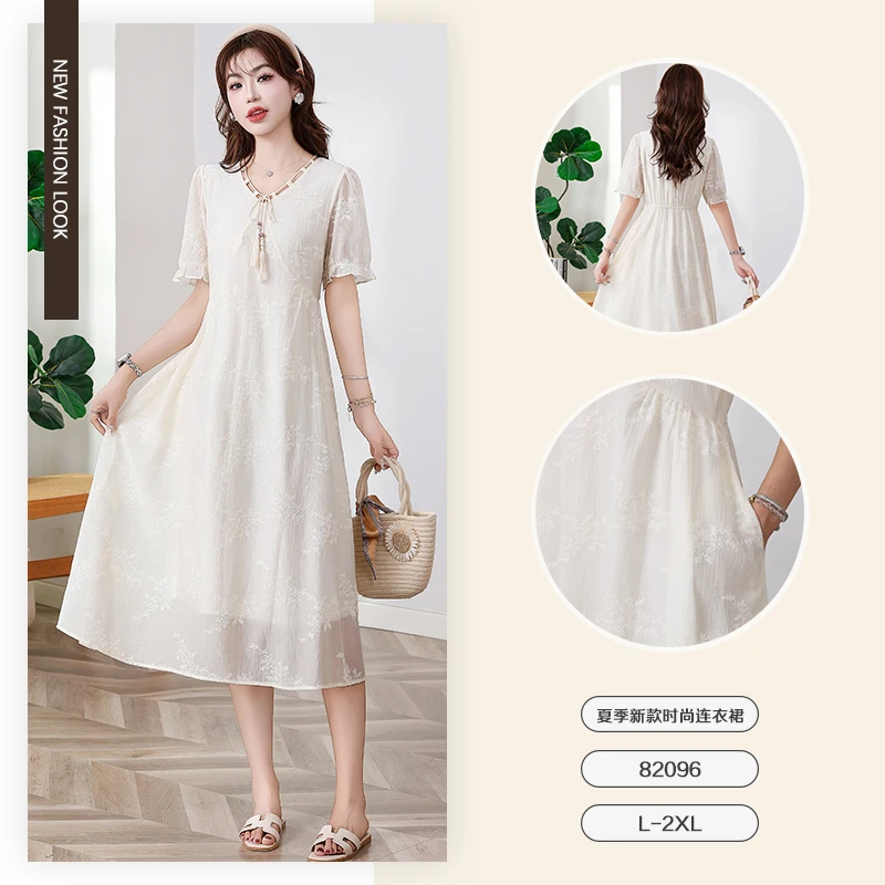 2025新款时尚宽松大码气质减龄连衣裙1-82096