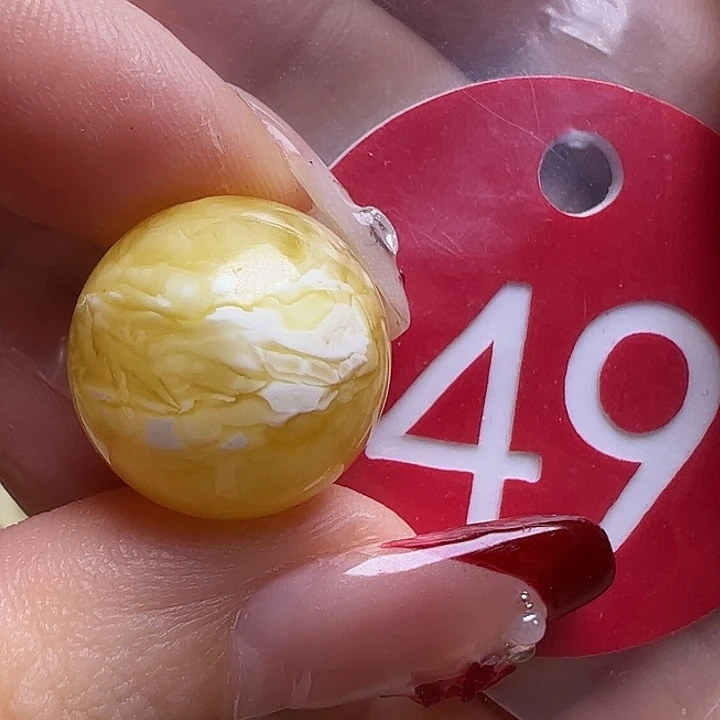 蜜蜡未镶嵌珠宝奇石微瑕16mm金瓷白虎皮圆珠