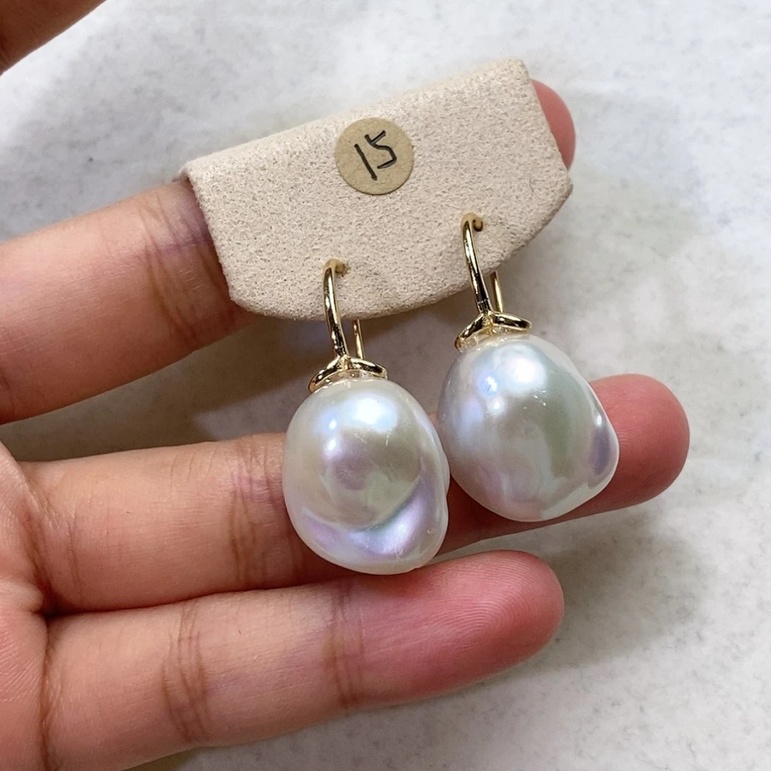 淡水珍珠耳饰银S925镀金镶嵌