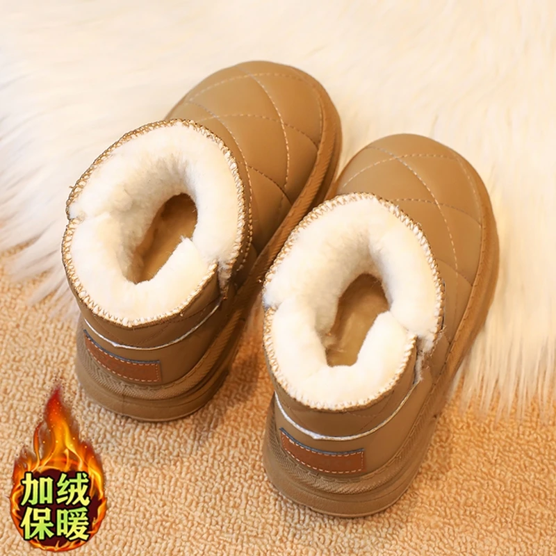 男女童雪地靴2025新款加厚防滑冬季儿童保暖短靴毛毛加绒大棉210