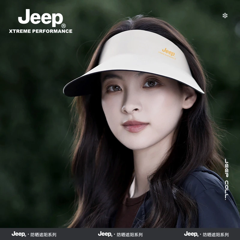 JEEP/吉普宽檐极简风遮阳帽男户外空顶帽子运动帽空顶帽清太阳帽