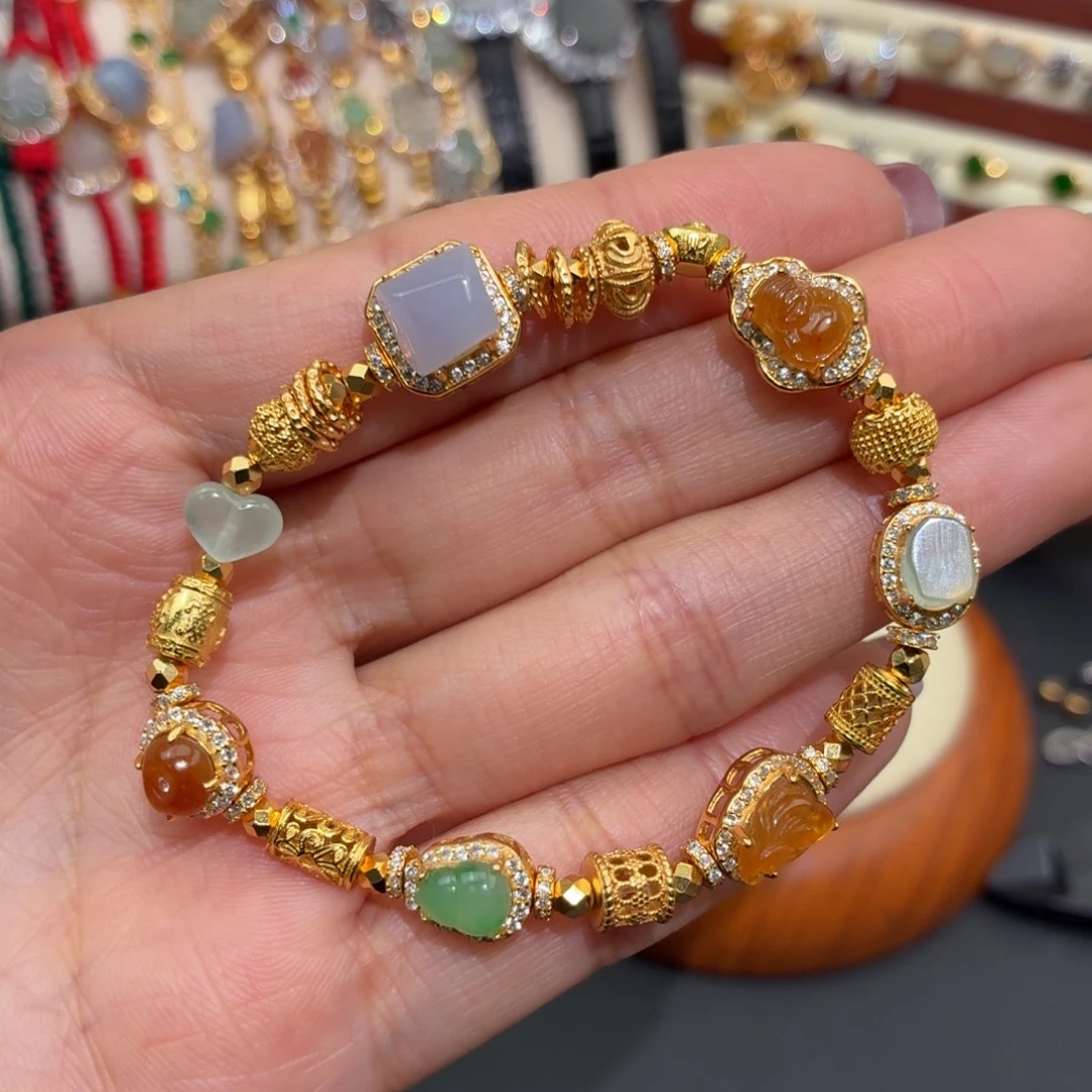 翡翠银S925镶嵌颈饰手串