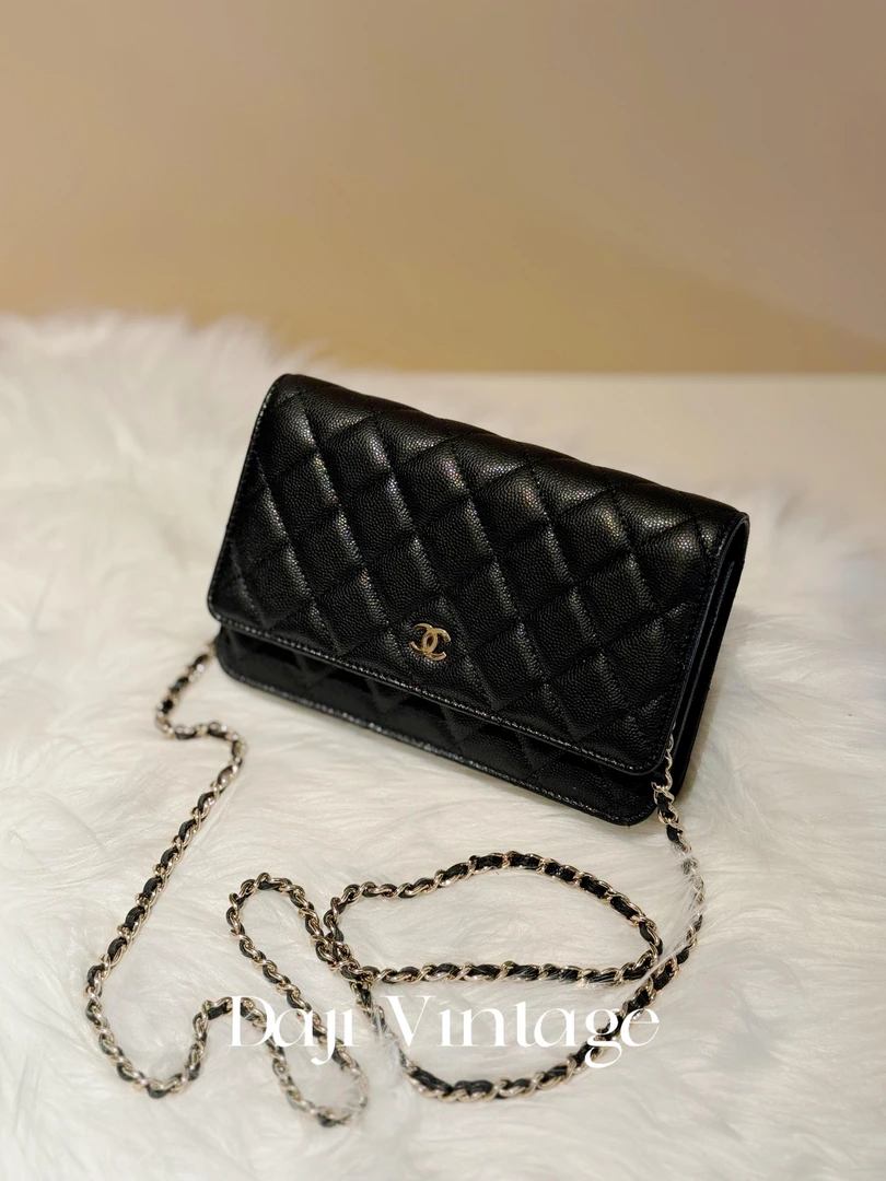 99新 Chanel/香奈儿 大吉中古/chanel香奈儿黑金woc斜跨包