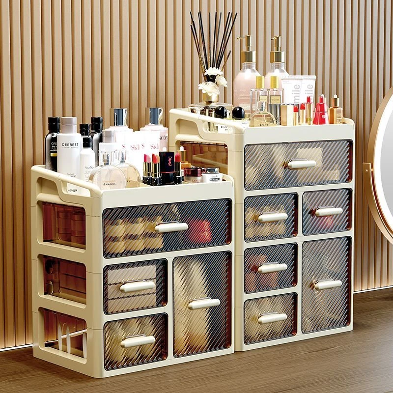 化妆品收纳盒新款大容量桌面防尘口红护肤梳妆台多层抽屉式收纳柜
