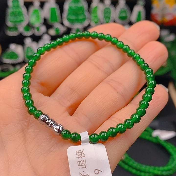 翡翠未镶嵌耳饰天然A货翡翠手链4