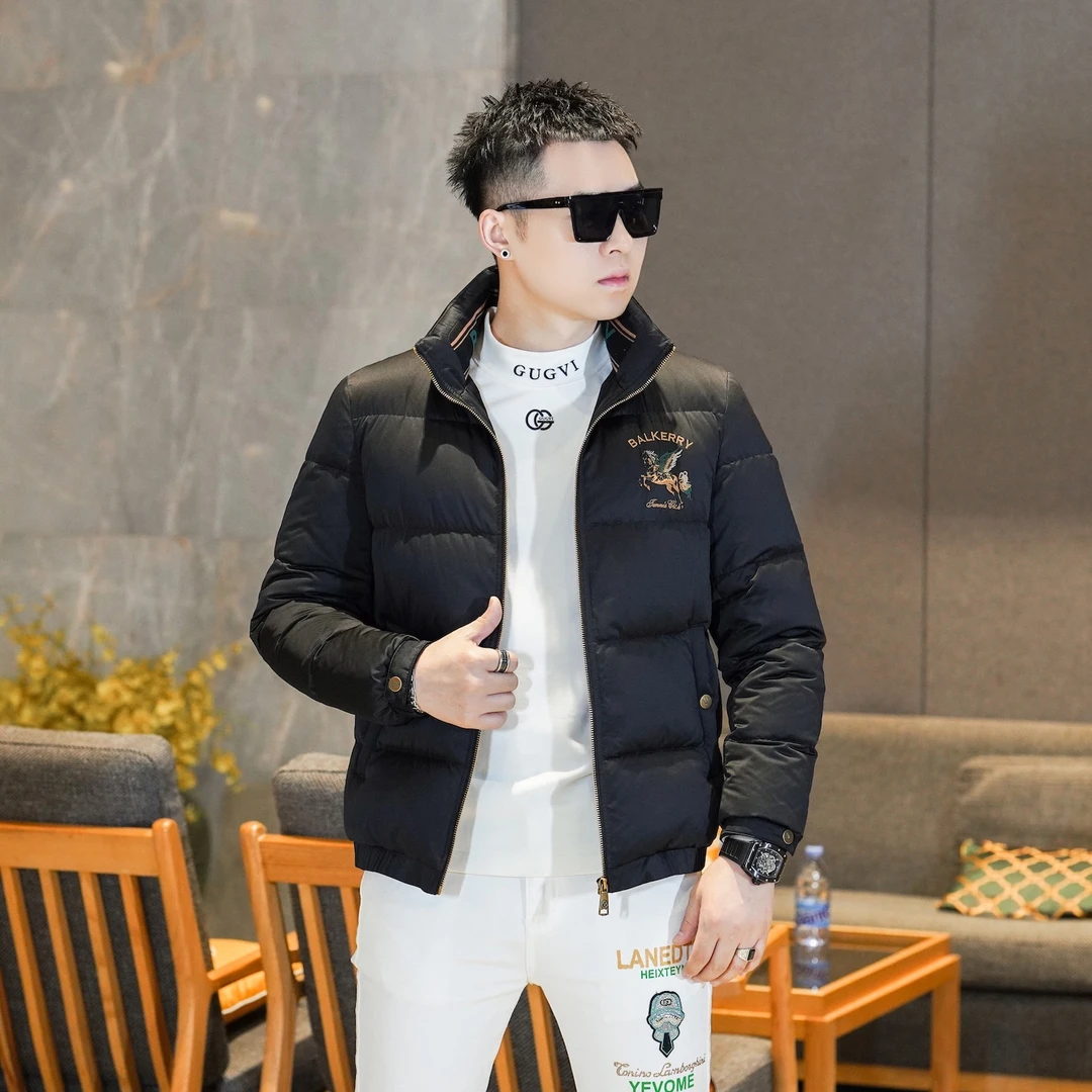 高品质潮牌男士羽绒服新款重磅立领修身痞帅时尚休闲羽绒服男外套