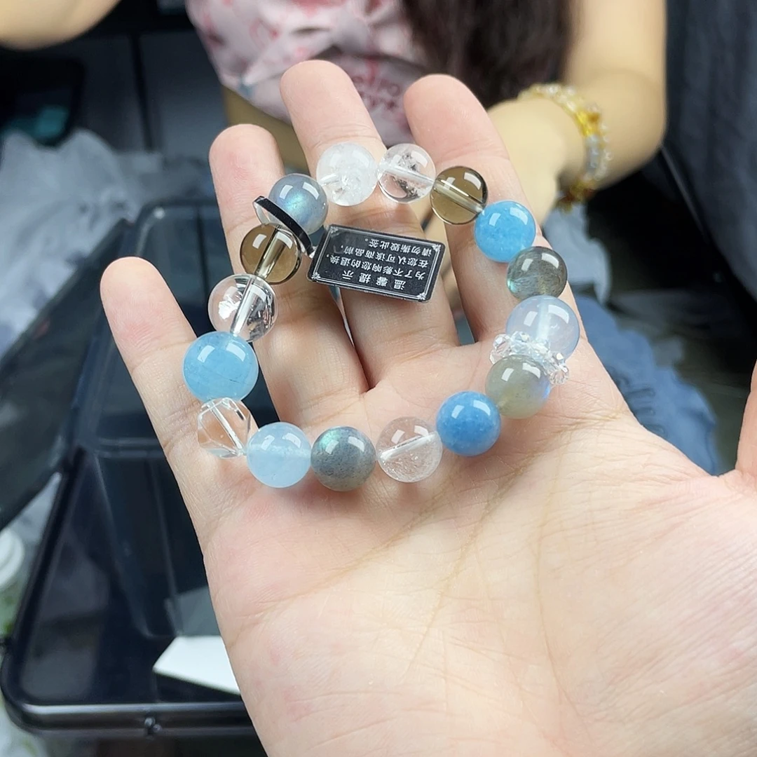水晶银S925镀金镶嵌手串