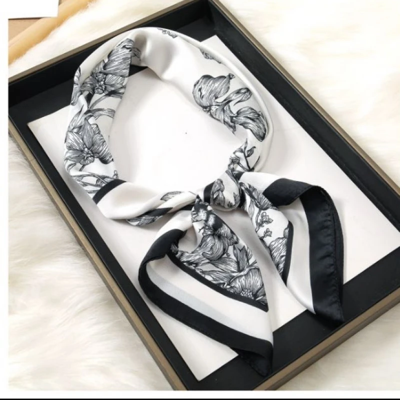 （1065）黑白原野方巾70*70时尚百搭丝巾 布料