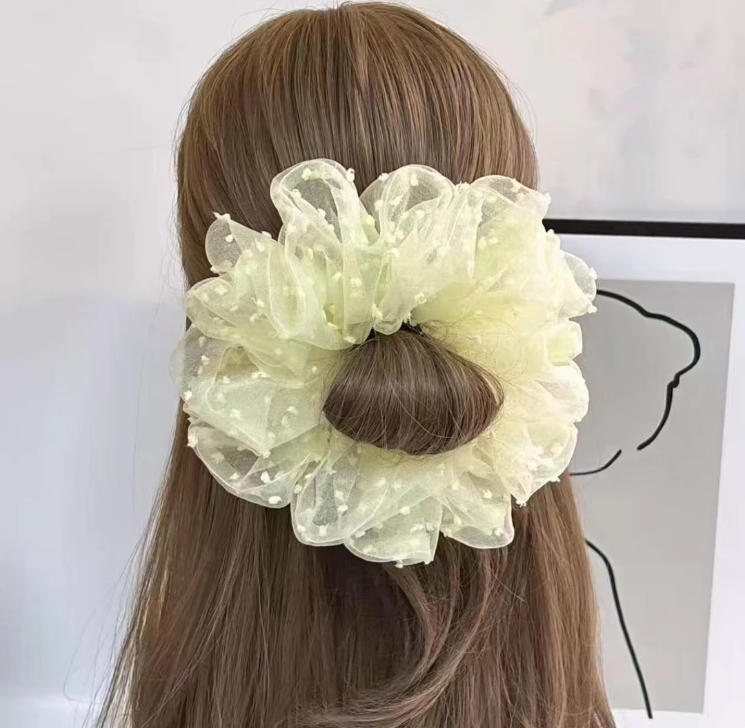 韩国超仙夏泡泡纱点点发圈超大肠圈发饰网红日系ins少女潮盘发绳