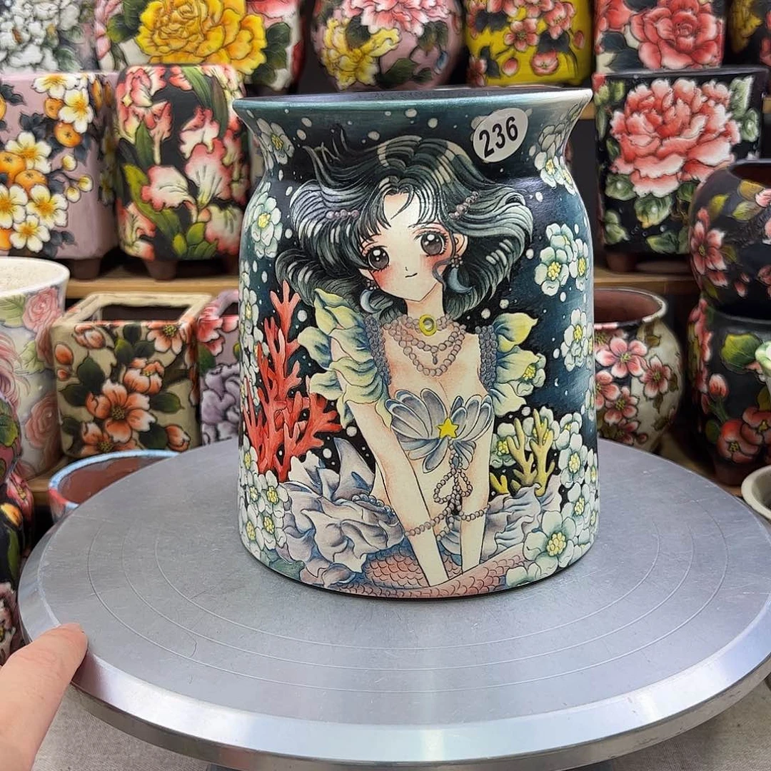 景德镇炫彩手绘景德镇炫彩手绘口13高17.5