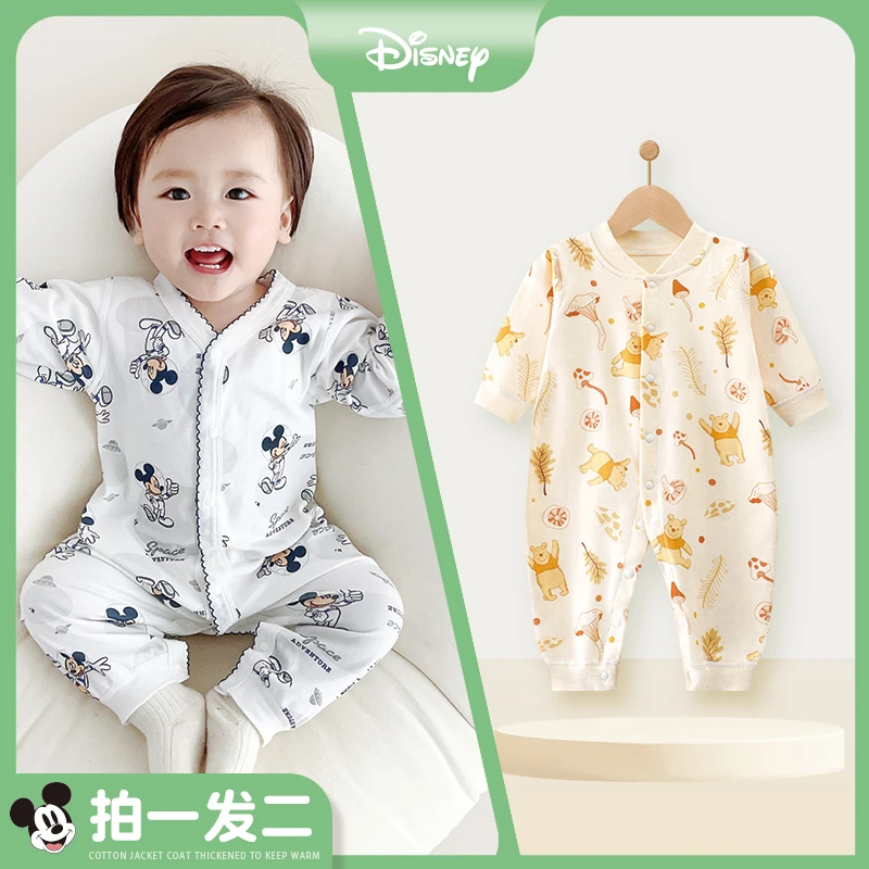 Disney/迪士尼婴儿连体衣纯棉新生春秋装衣服宝宝四季款哈衣爬服