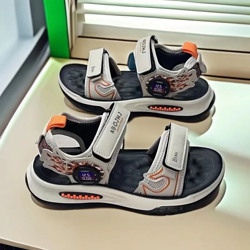 休闲风沙滩鞋图腾夏季男凉鞋男孩运动男童防滑百搭软底轻便厚底