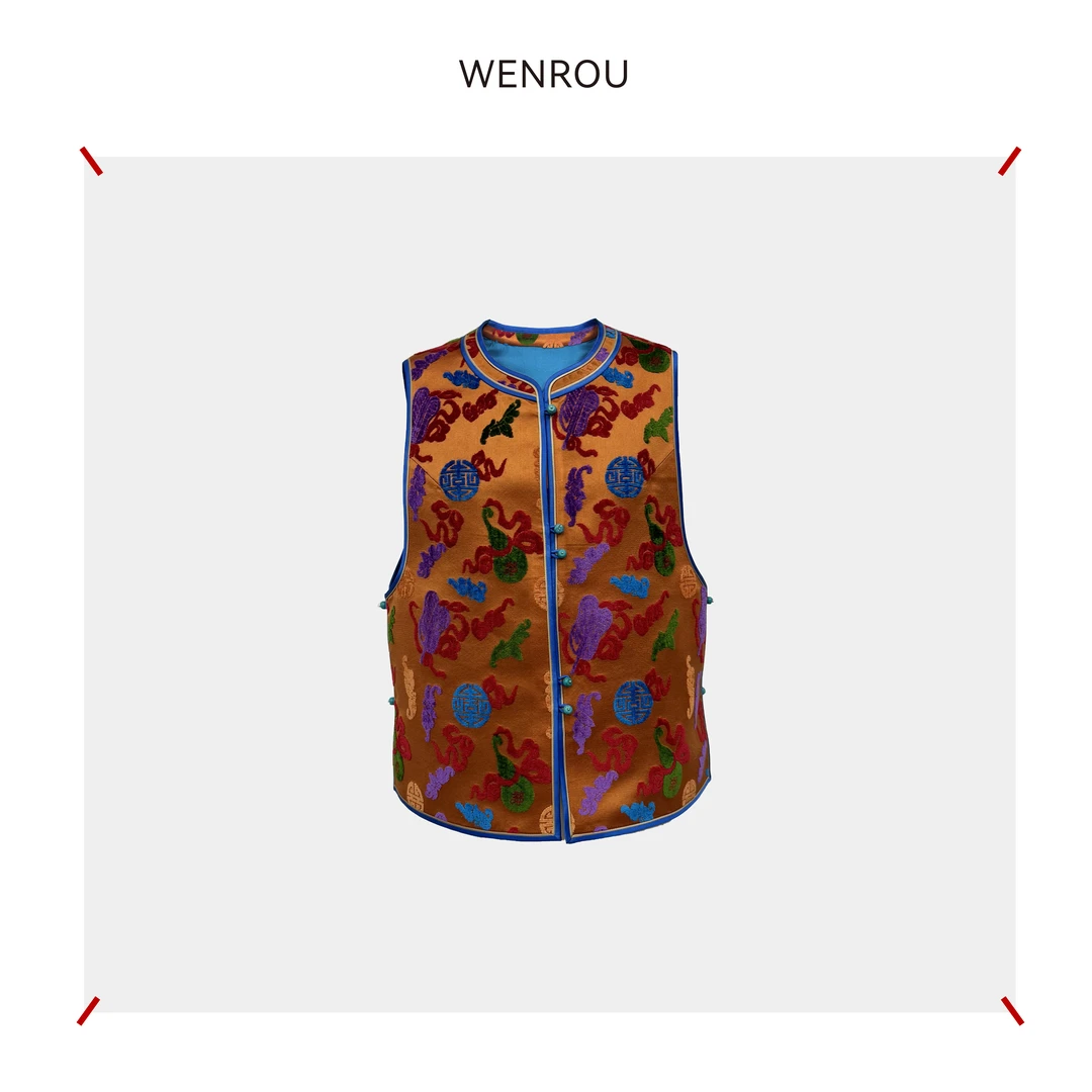 温柔自知 八宝 章缎手工古法马甲 MJ-270