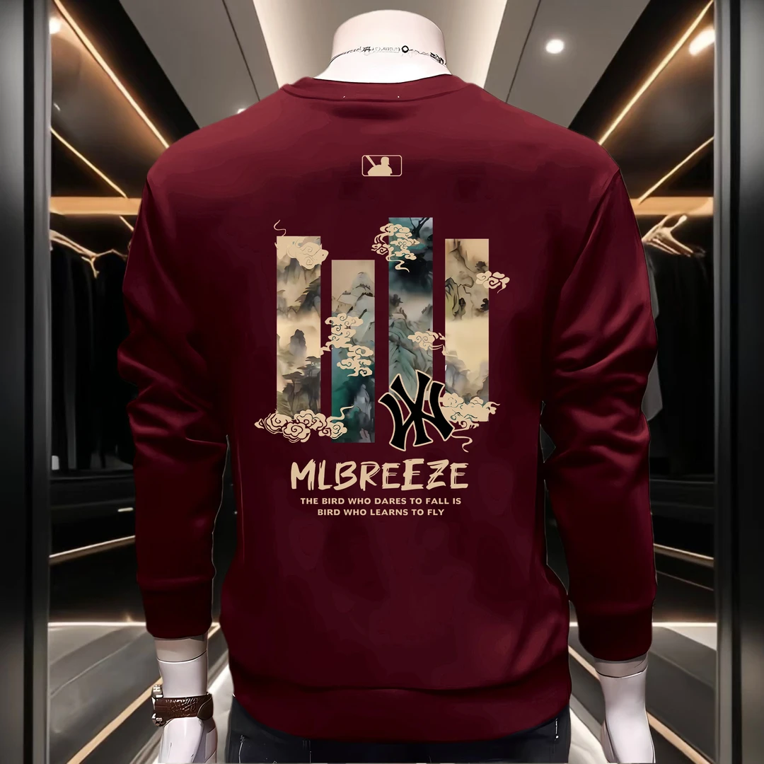 秋冬新款国潮爆款男士圆领卫衣痞帅加绒防风保暖潮牌时尚休闲秋季