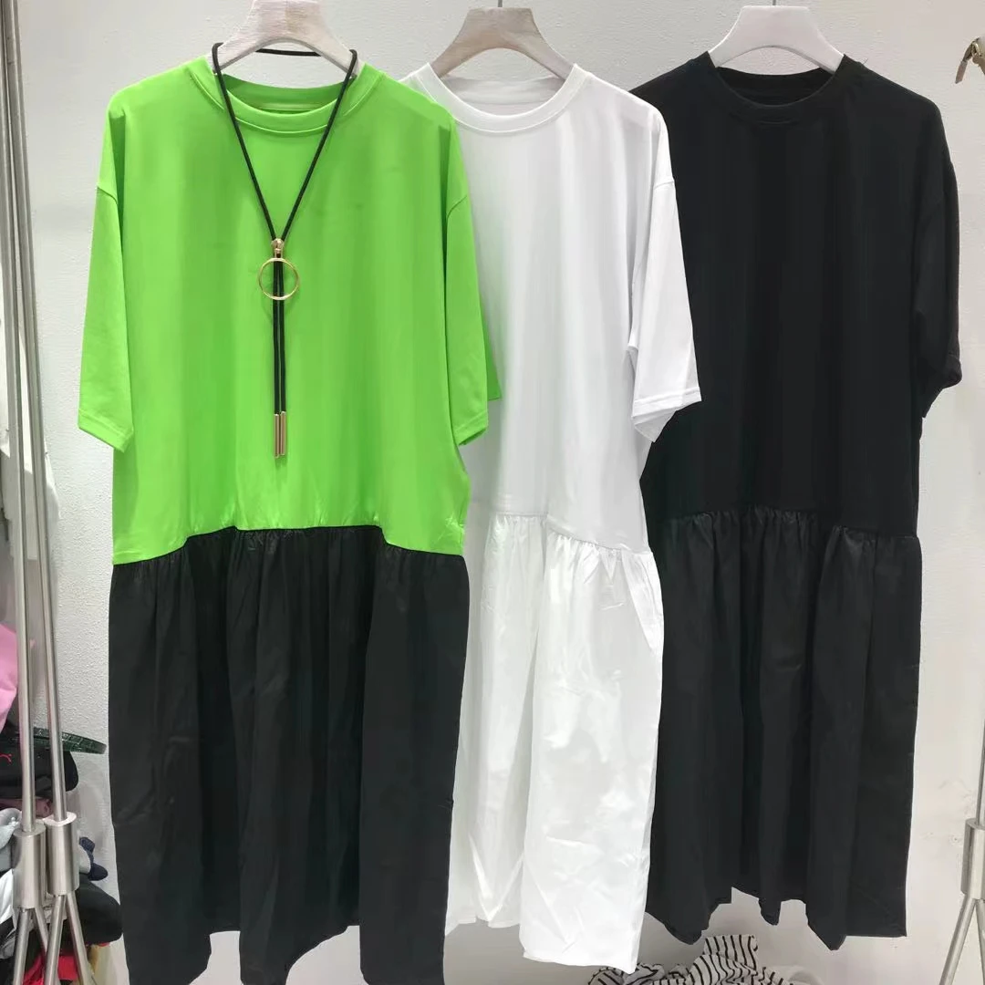 GU JIFEN｜白栀茉莉｜北欧小众设计师高级感复古拼色T恤连衣裙L8606