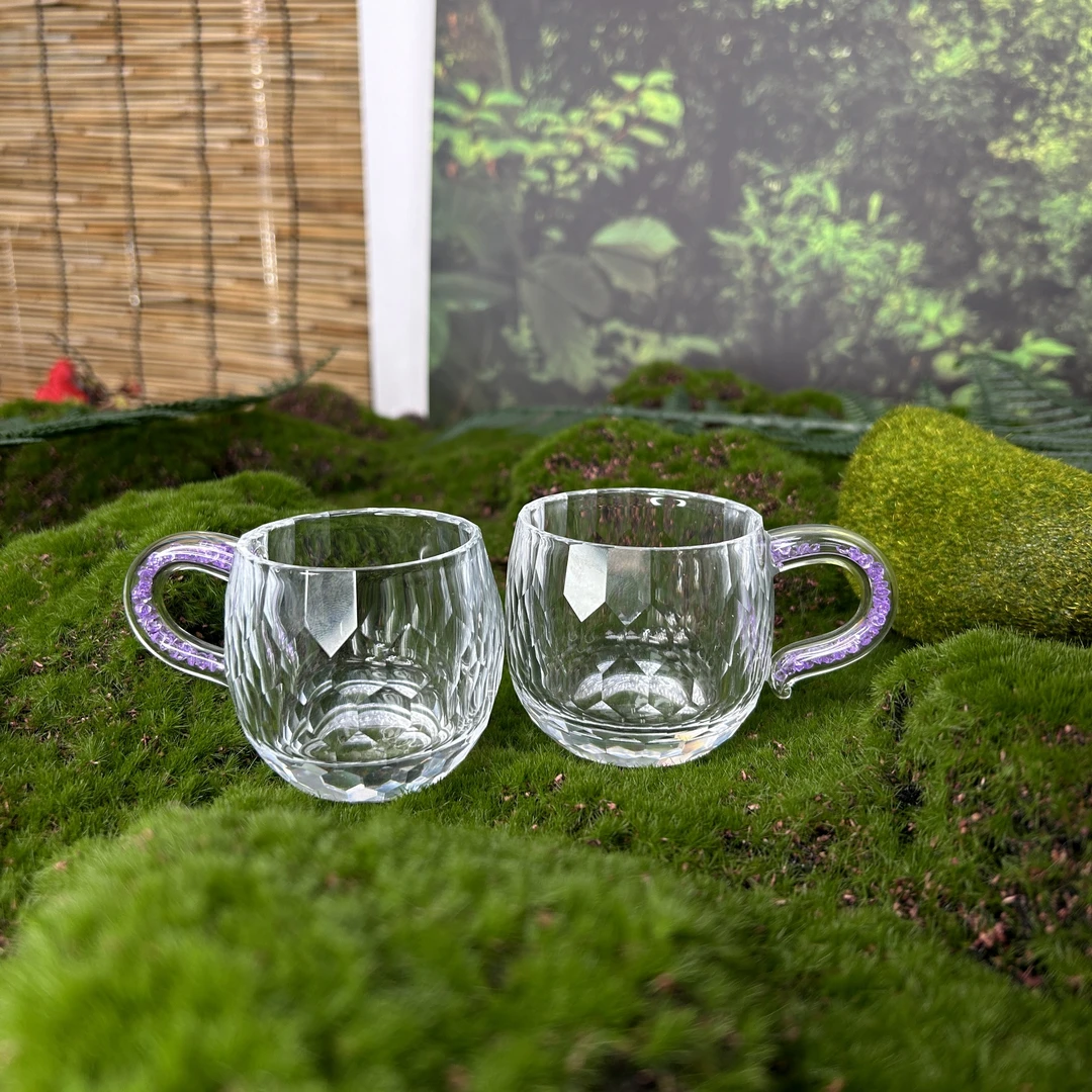 「买一送一」玺宴紫罗兰水晶泡茶透明小茶碗茶具茶杯主人杯家用高档