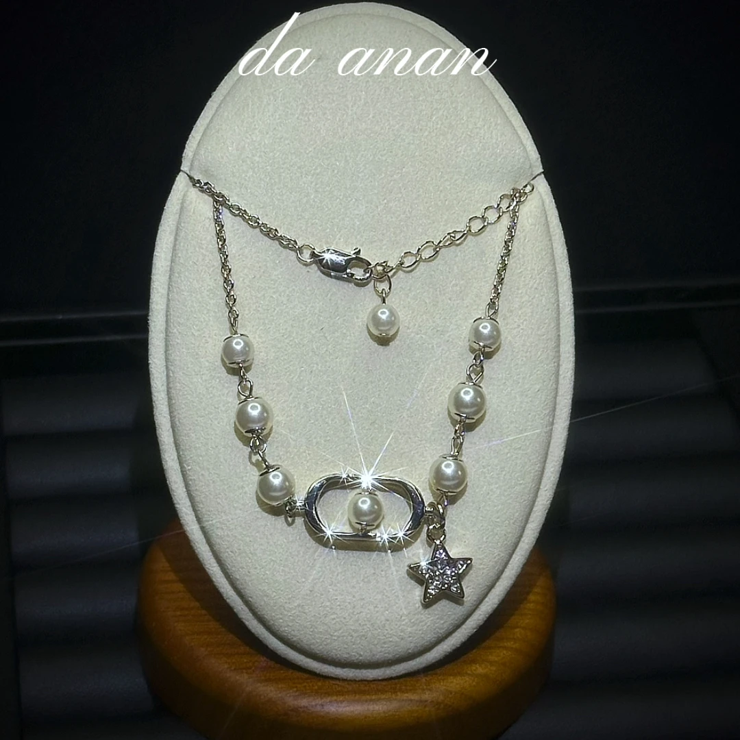 铜合金仿珍珠项链 铜合金锆石 小众设计轻奢百搭时尚高级感颈链