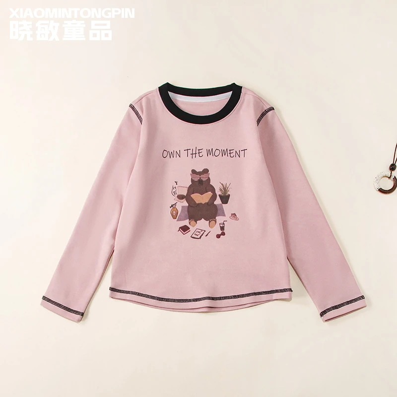 秋装女童2025春秋新款儿童卡通撞色圆领长袖T恤打底衫XM2245
