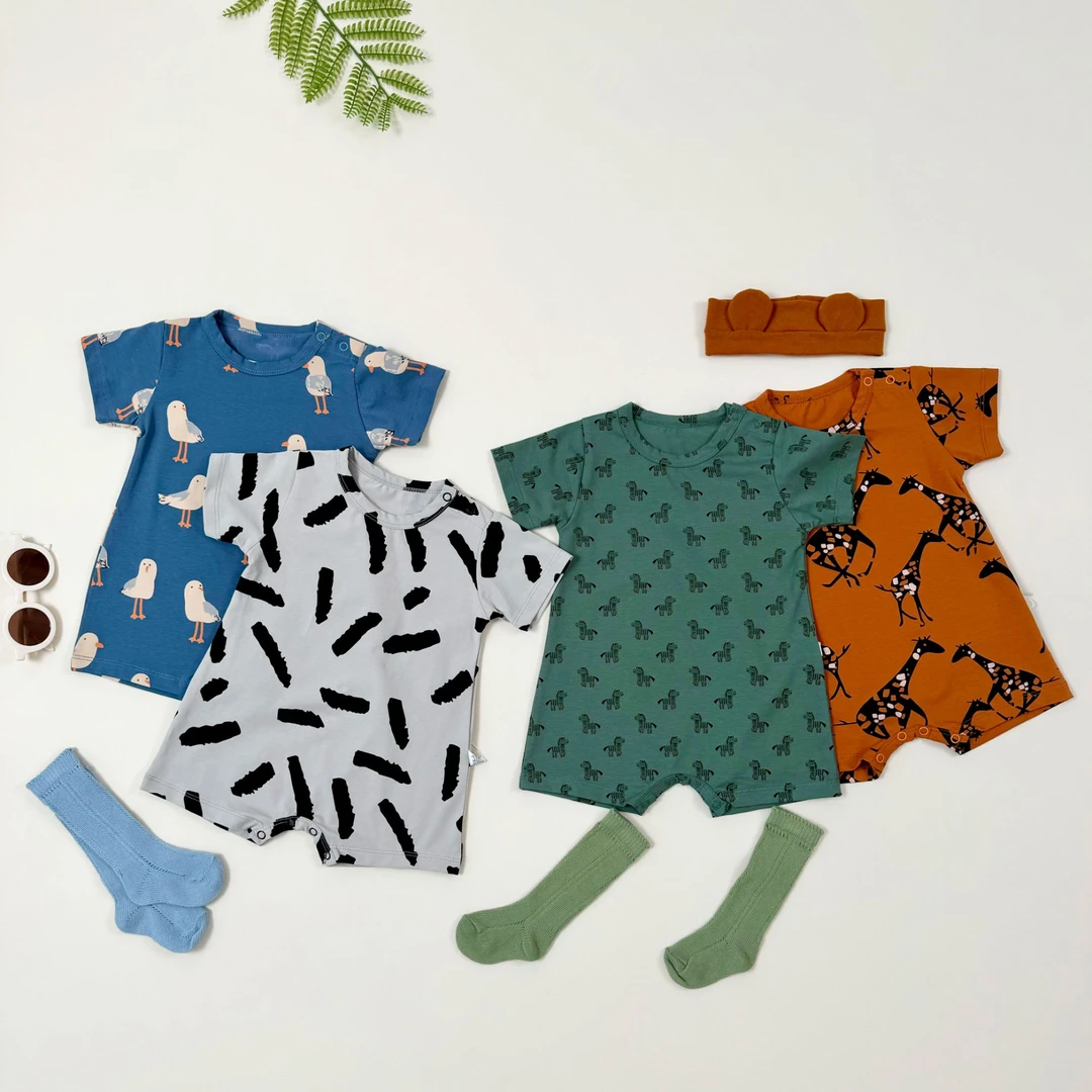 薄款婴儿服男宝夏季哈衣女宝短袖爬服夏季洋气连体衣