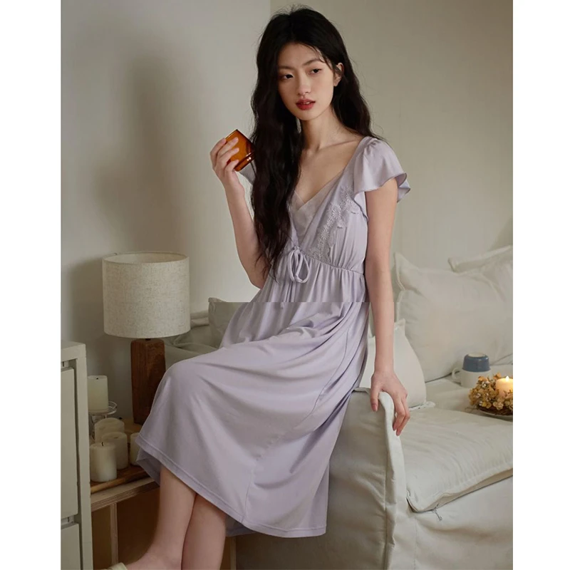 带胸垫睡裙女夏季薄款大码莫代尔女款爆款2025新款气质公主风法式