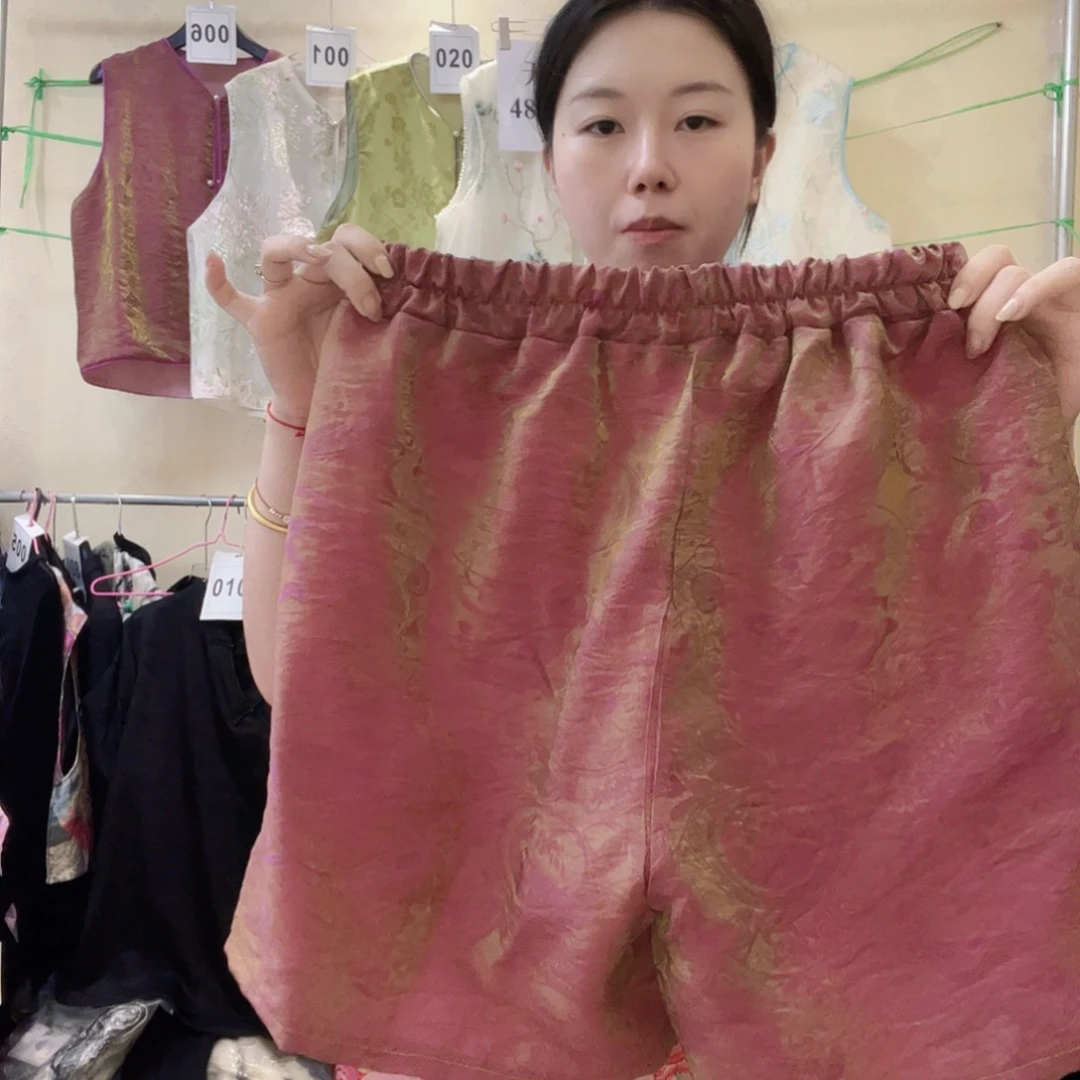 三醋酯纤维野兔毛流光粉短裤66666