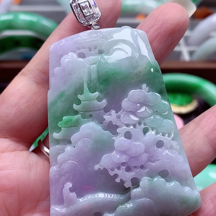 翡翠银S925镶嵌颈饰翡翠