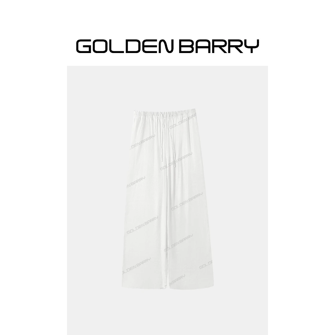 GOLDENBARRY|511075亚麻斜纹休闲阔腿裤