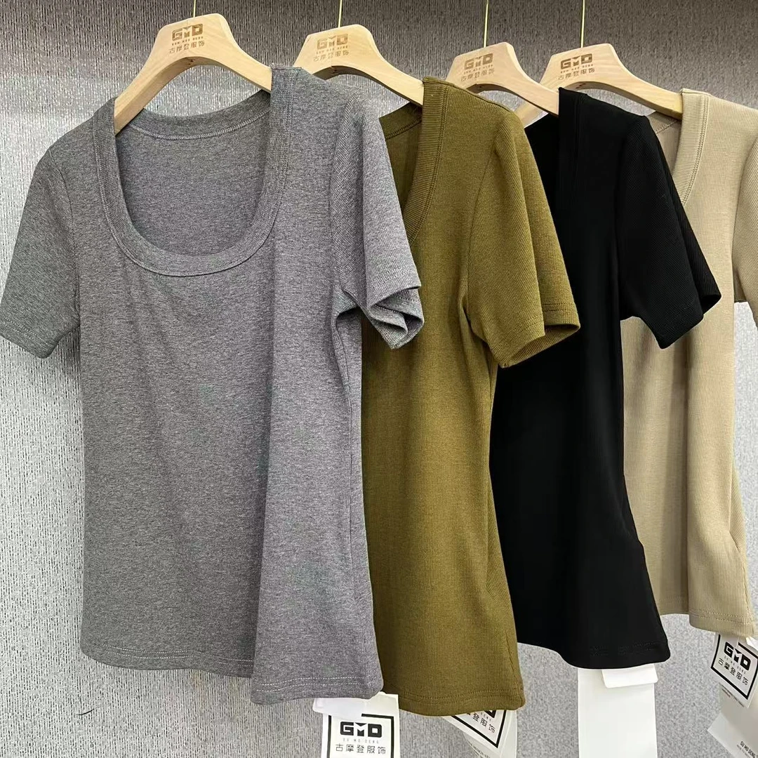 GUMODENG/古摩登UU原创！赫本风方圆领女士休闲打底衫