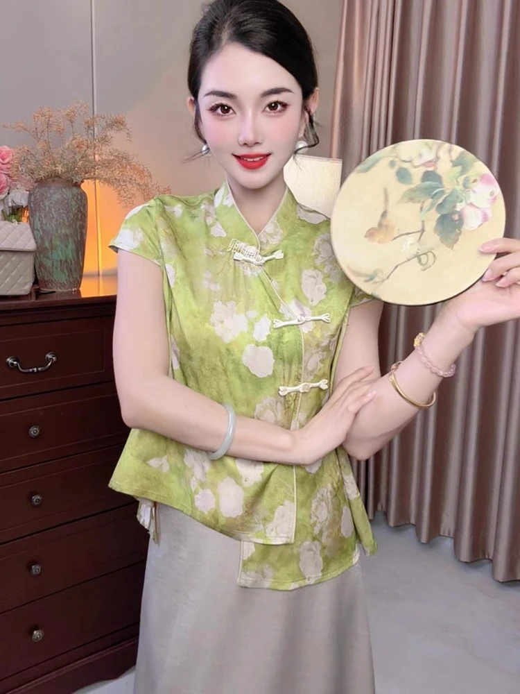 新中式国风复古立领无袖马甲女2025夏季新款气质休闲