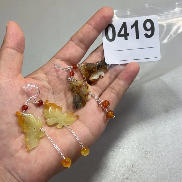 小****蛇纹石玉合金耳饰