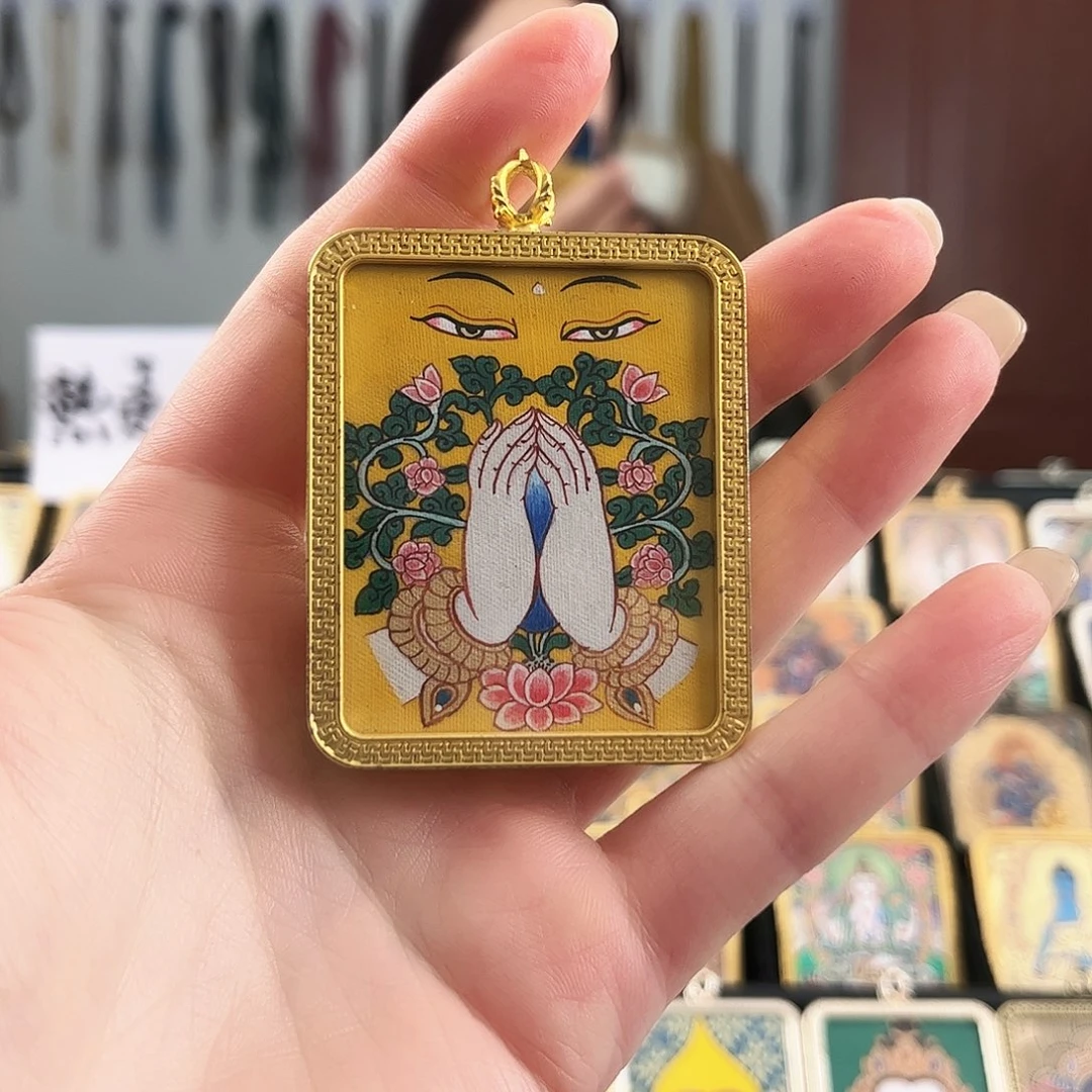 吊坠四臂观观眼睛法器 纯手绘放漏