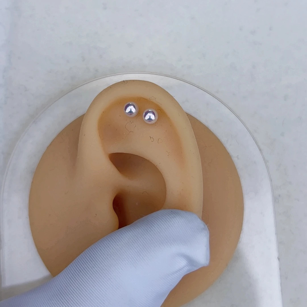 海水珍珠海水akoya天女耳钉3-4mm银S925镶嵌