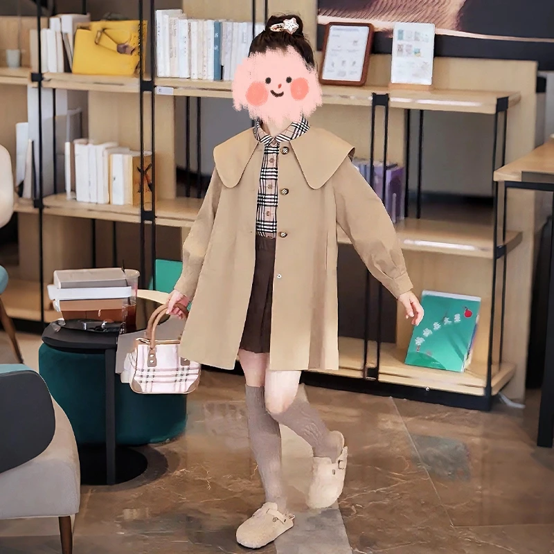 【秋装新款】2025秋季新品女童时尚中长款披肩洋气风衣外套儿童秋季