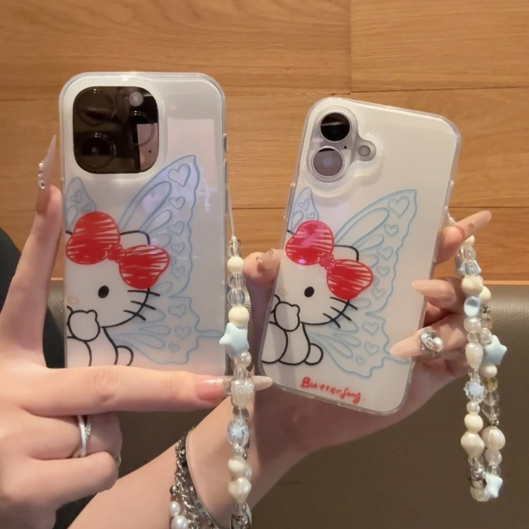 ins简约小众蝴蝶KT猫适用苹果16/15华为p70手机壳小米15oppo防摔