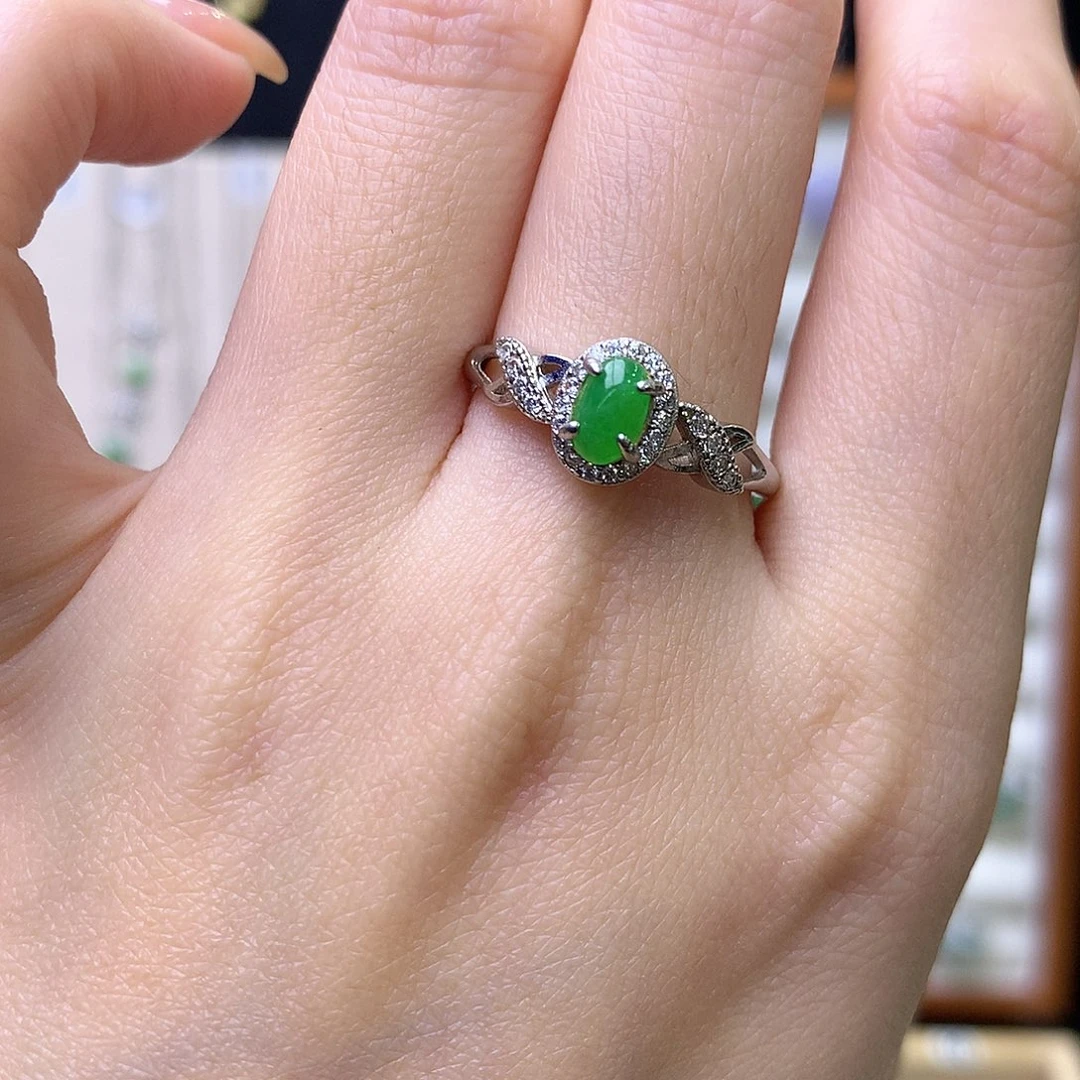 翡翠银S925镶嵌戒指