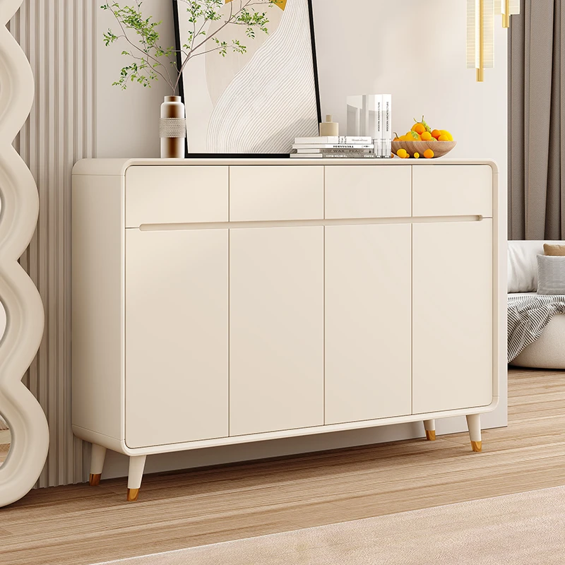 实木鞋柜简约轻奢奶油风家用大容量玄关隔断储物柜置物客厅收纳柜