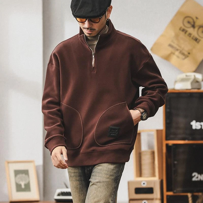 双面绒男士立领外套秋冬季加厚保暖休闲卫衣男2025新款纳米绒夹克