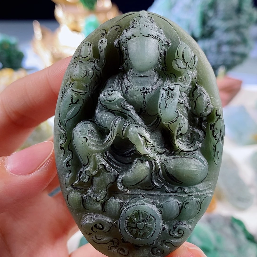 定制翡翠未镶嵌天然a货翡翠皮壳观音