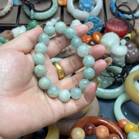 合金石英质玉（黄龙玉）手链