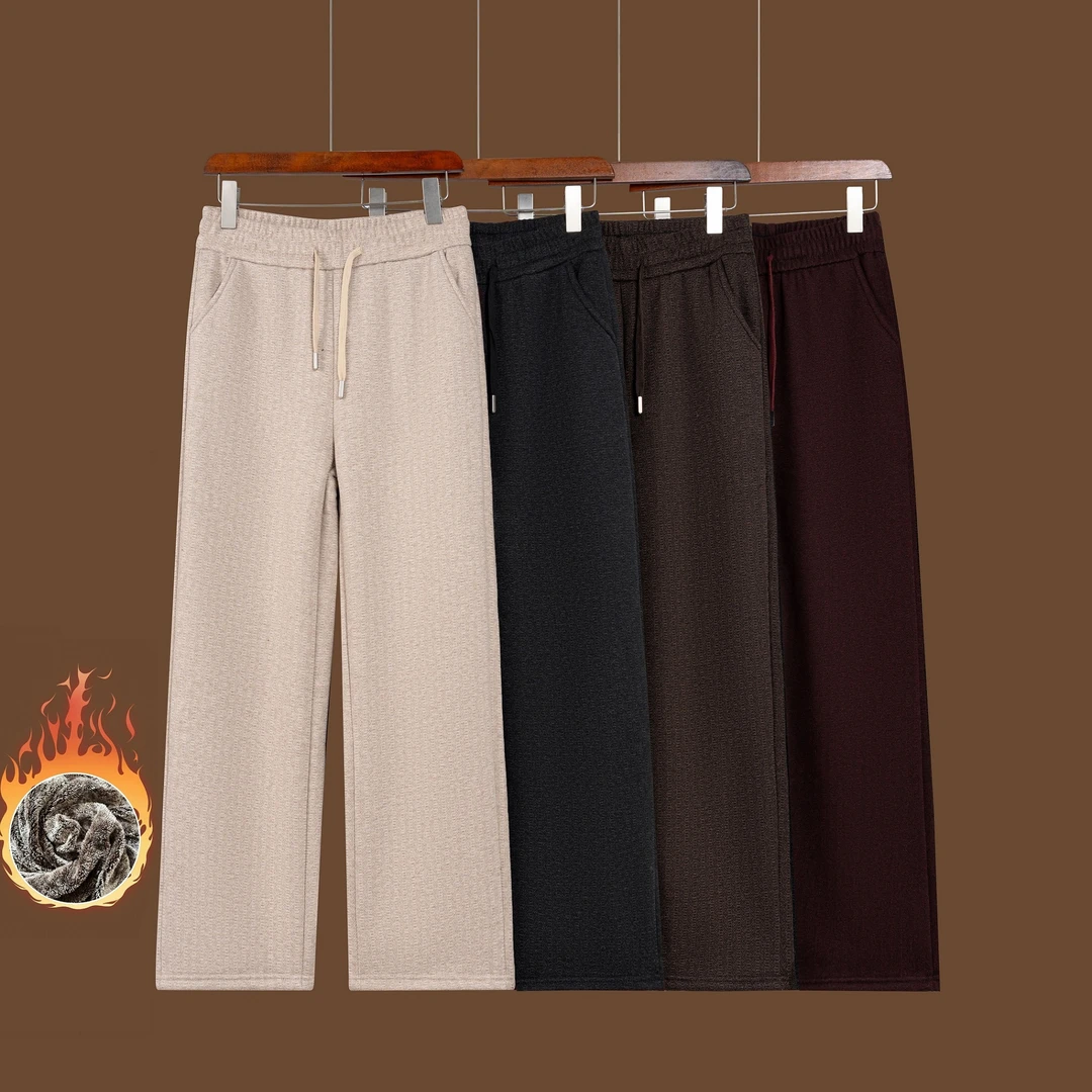 【女款正品特厚雪貂绒】人字纹垂感毛呢裤窄版直筒/小脚裤遮肉显瘦