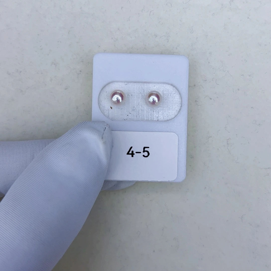 海水珍珠海水akoya天女耳钉4-5mm18K金镶嵌