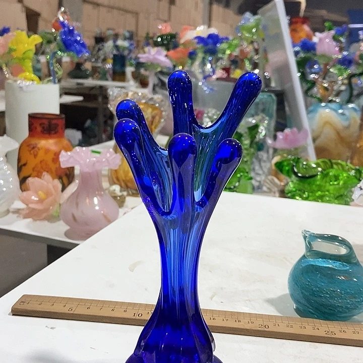 琉璃琉璃花瓶高19口3