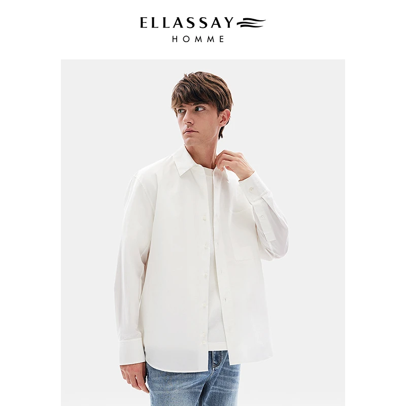 ELLASSAY歌力思男装新款100%棉简约长袖衬衫外套男款EME353C00400