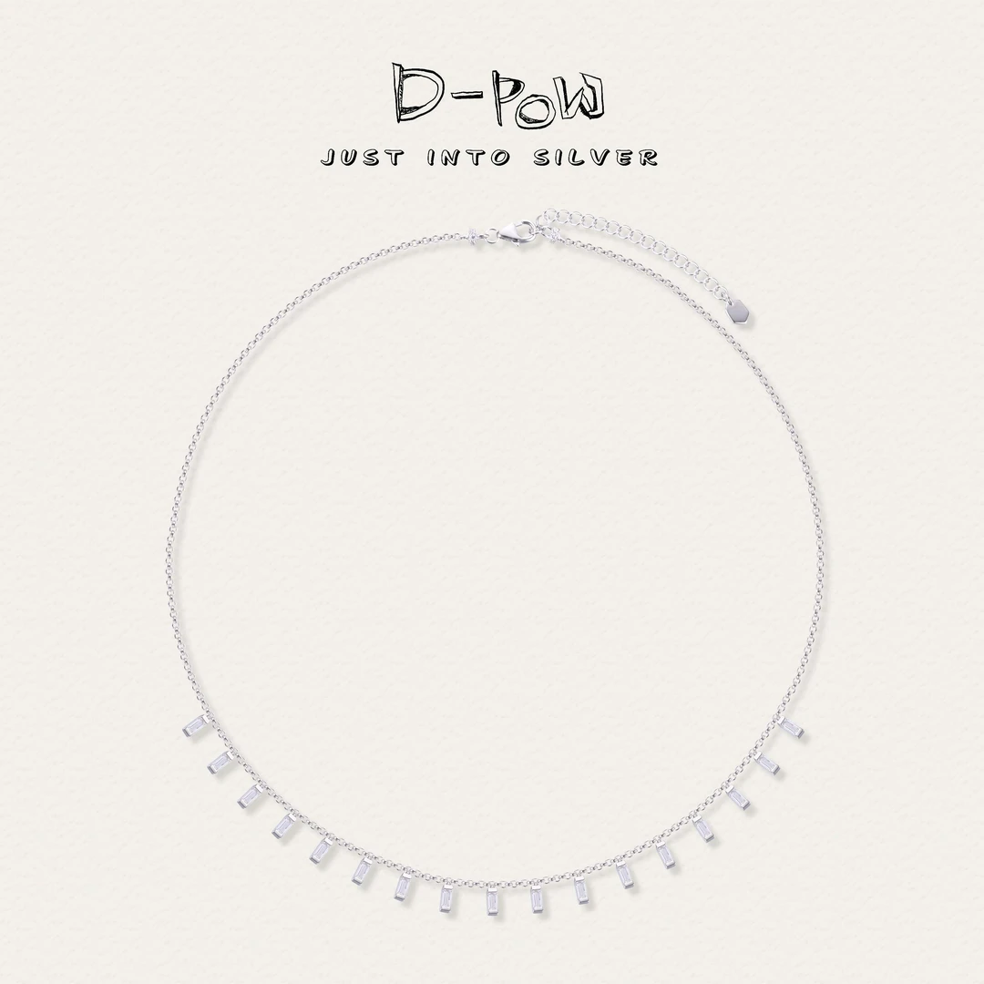 灯小炮 坠链均925银合成锆石 项链（45cm）（9169）时尚简约气质百搭