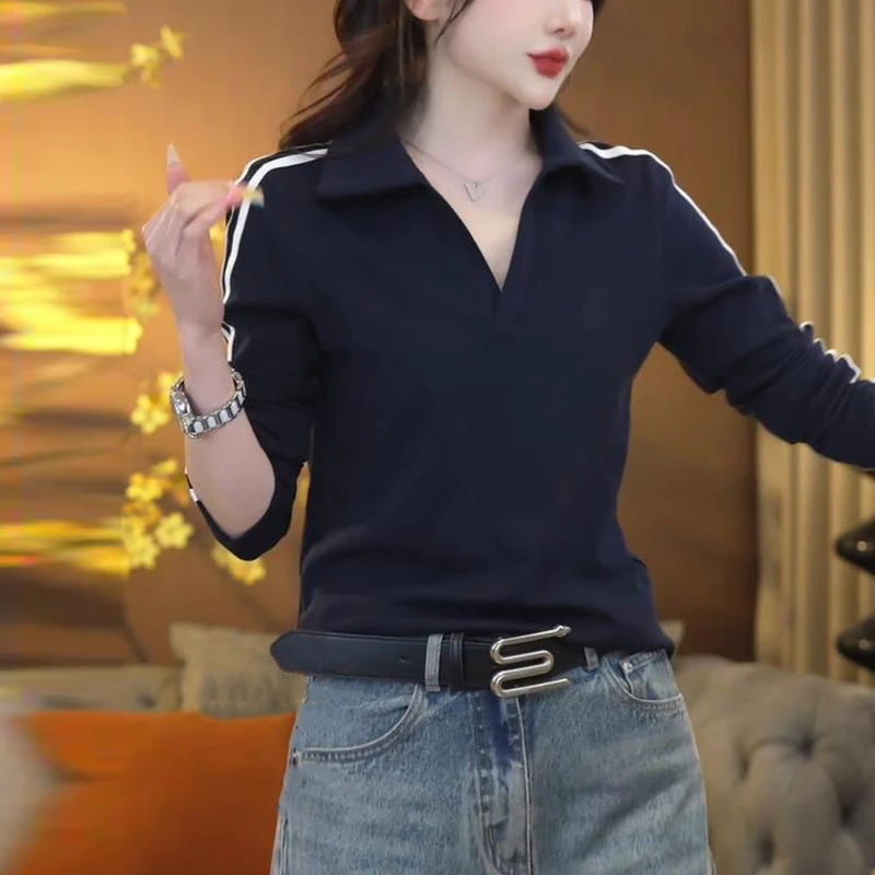 韩版拼色时尚百搭卫衣女2025年春季新款休闲条纹V领设计感上衣潮