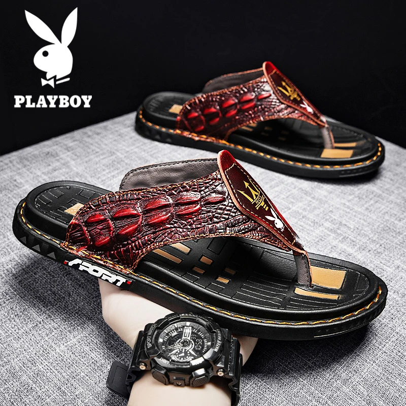 花花公子拖鞋男2025年夏季新款软底防滑人字拖男款户外休闲缝制鞋